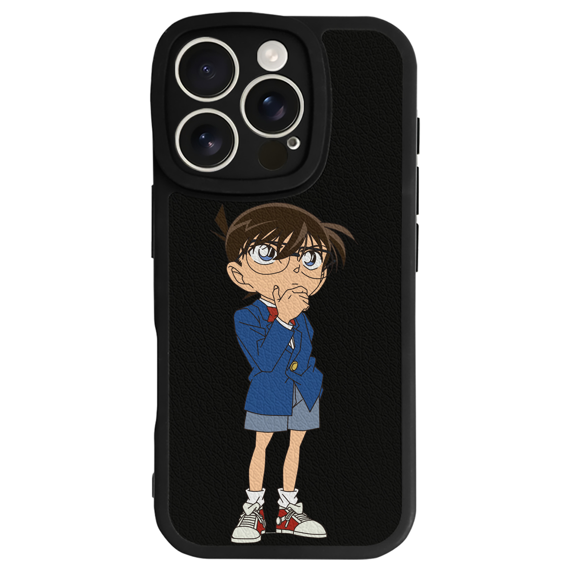 （画像用） 名探偵コナン 江戸川 コナン Detective Conan Conan Edogawa 【iPhone 16シリーズ対応】シリコンスマホケース（レザー調） 材質：シリコン